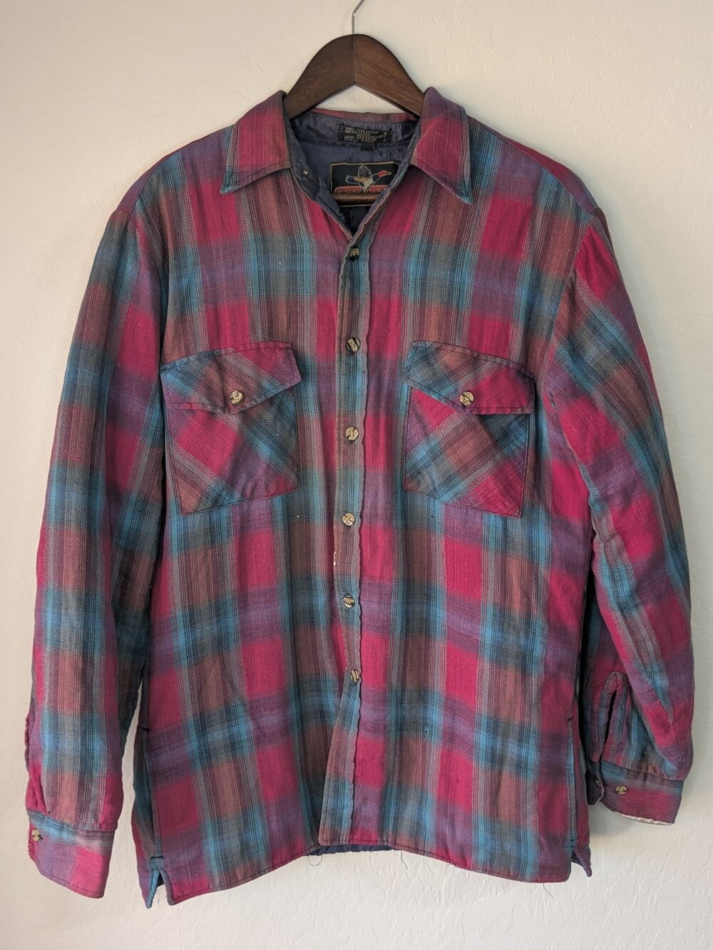 Vintage Back Packer Sportswear Red & Blue Plaid Button-Up Jacket